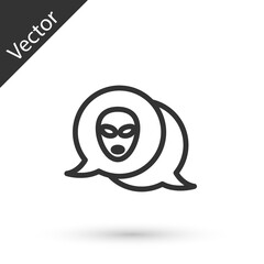 Grey line Alien icon isolated on white background. Extraterrestrial alien face or head symbol. Vector