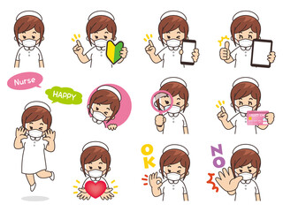 マスクを付けた看護師　バリエーション