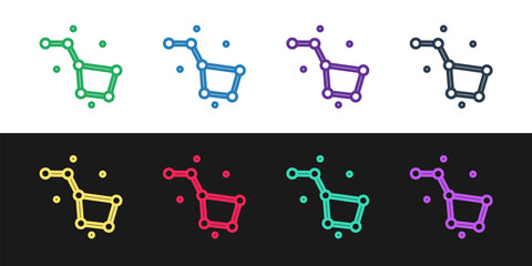 Set line Great Bear constellation icon isolated on black and white background. Vector