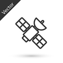 Grey line Satellite icon isolated on white background. Vector