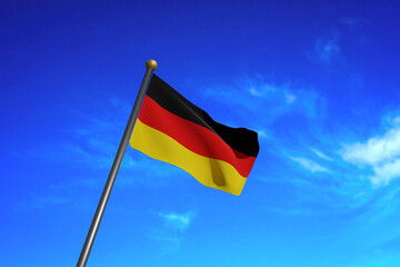 3D Rendered image. Flag of Germany waving in the wind.