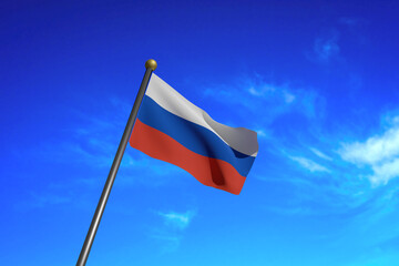 3D Rendered image. Flag of Russia waving in the wind.