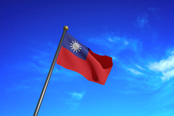 3D Rendered image. Flag of Taiwan waving in the wind.