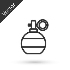 Grey line Hand grenade icon isolated on white background. Bomb explosion. Vector