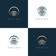 Vector abstract logo design template. Sun and Sea logo set.