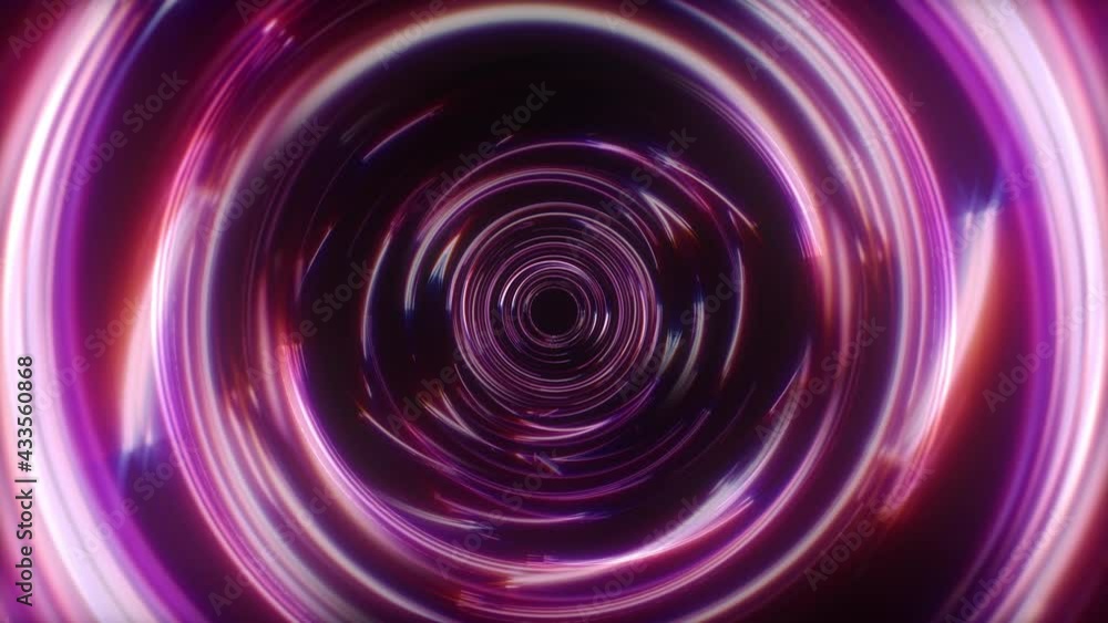 Poster 4k 3d abstract seamless loop pattern of rounded reflective purple blue light metal circles animated 
