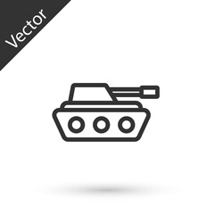 Grey line Military tank icon isolated on white background. Vector