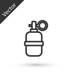 Grey line Hand grenade icon isolated on white background. Bomb explosion. Vector