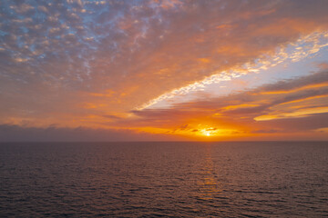 Sea beach with sunset sky abstract background. Copy space of summer vacation and travel concept.