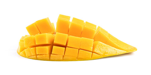 Fresh mango half isolated on white