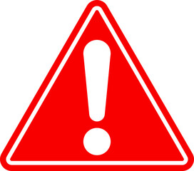 三角形の赤い警告マークのアイコン　ベクターイラスト