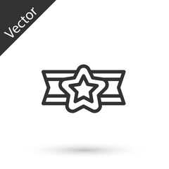 Grey line Star American military icon isolated on white background. Military badges. Army patches. Vector