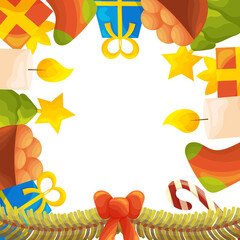 Frame with flat Christmas elements.