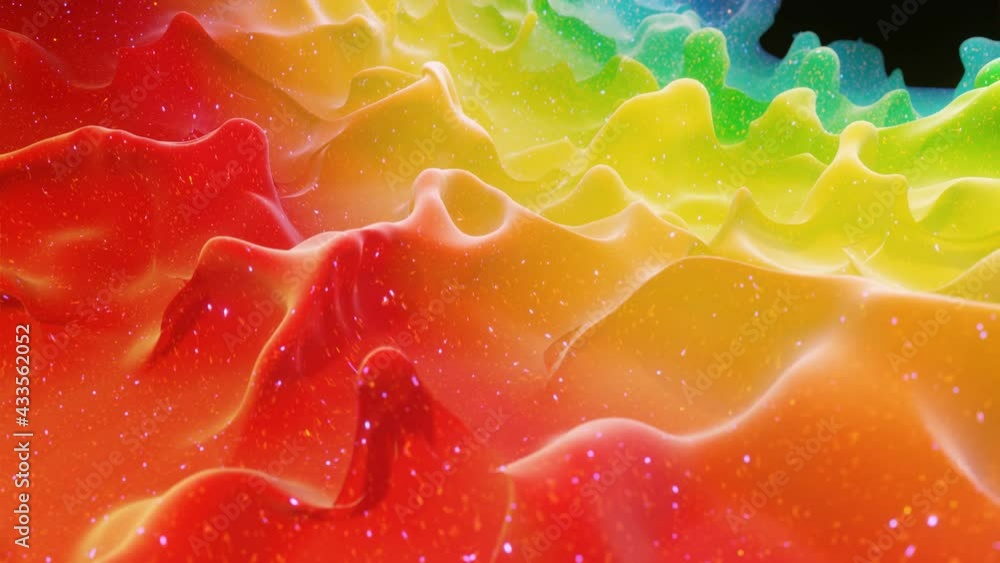Poster smooth abstract animation of liquid gradient rainbow color in 4k. bright matte paint surface as abst