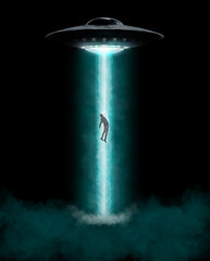 Man being abducted by UFO