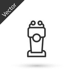 Grey line Stage stand or debate podium rostrum icon isolated on white background. Conference speech tribune. Vector
