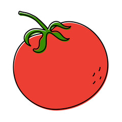 Tomato sketch. Fresh red vegetable. Vector illustration. Hand drawn doodle color icon. Healthy food. Vegetarian product