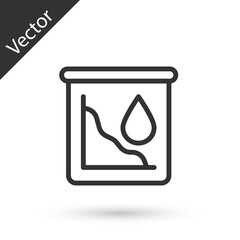 Grey line Drop in crude oil price icon isolated on white background. Oil industry crisis concept. Vector