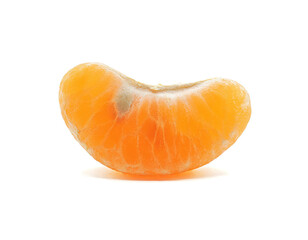 Peeled tangerine segment fruit, Mandarin piece, Isolated on white background