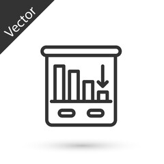 Grey line Pie chart infographic icon isolated on white background. Diagram chart sign. World finance crisis. Vector