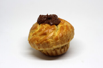 Loaf of bread isolated on white background. Whole bread. Horizontal frame. 
