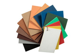 Colour swatches book isolated on white background.