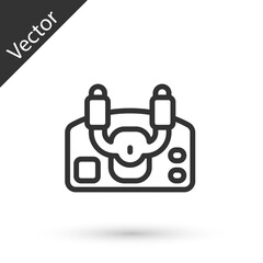 Grey line Aircraft steering helm icon isolated on white background. Aircraft control wheel. Vector