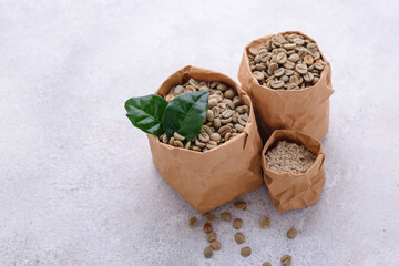 Fototapeta na wymiar Fresh organic green coffee beans.