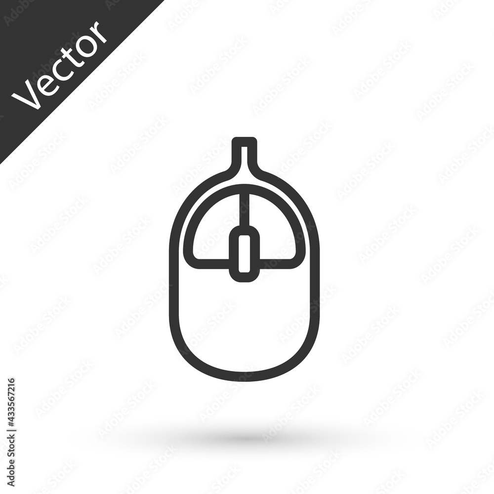 Aufkleber grey line computer mouse icon isolated on white background. optical with wheel symbol. vector
