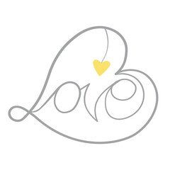 Vector illustration lettering words love. word set combinations for Valentine's Day. Pantone colors yellow and gray