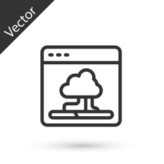 Grey line Cloud technology data transfer and storage icon isolated on white background. Vector