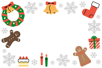 色々なクリスマスアイテムのフレーム／横向き