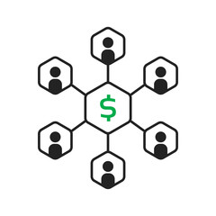 teamwork for money benefits like partnership icon