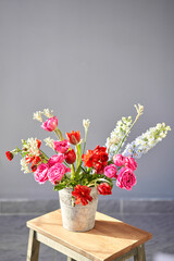 Bouquet 016. Finished flower arrangement in a vase for home. Flowers bunch, set for interior. Fresh cut flowers for decoration home. European floral shop. Delivery fresh cut flower.