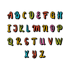 Hand drawn alphabet. Colorful font. Cute elements for your design. Use it for create greeting cards, poster, birthday party, invitations