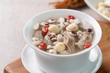 Four Tonics Soup. Delicious traditional Chinese herb flavor food.