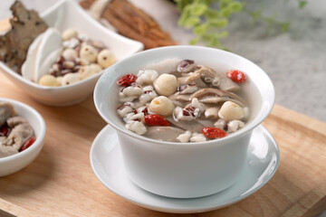 Four Tonics Soup. Delicious traditional Chinese herb flavor food.