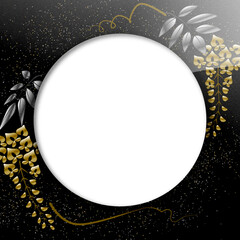 藤の花の蒔絵風イラスト　コピースペースあり