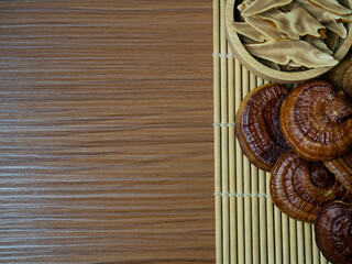 The  lingzhi mushroom image close up for alternative medicine or medical and health  concept.