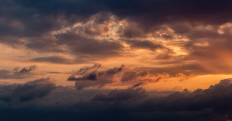 Heavenly abstract background. Picturesque bright, dramatic evening sky.
