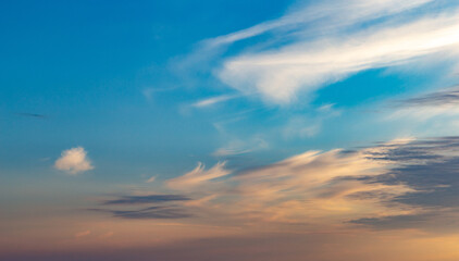 Heavenly abstract background. Picturesque bright, dramatic evening sky.