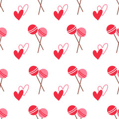 Plakat Seamless colored pattern with candies and hearts. vector illustration.