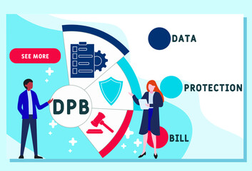 Vector website design template . DPB - Data Protection Bill acronym. business concept. illustration for website banner, marketing materials, business presentation, online advertising.