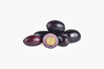 Jambolan plum or Java plum on white background
