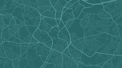 Cyan green Birmingham city area vector background map, streets and water cartography illustration.
