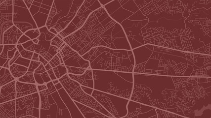 Red Manchester city area vector background map, streets and water cartography illustration.