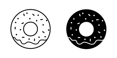 Fototapeta premium Set of black donut icons. Simple flat design. Cartoon vector illustration isolated on white background
