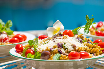 Exquisite Sicilian pasta made with great variety of vegetables 