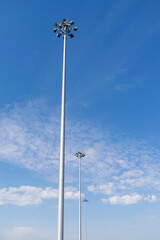 Lighting tower against a clear blue sky