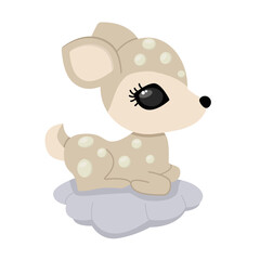 cute fawn on a cloud for themed postcards
